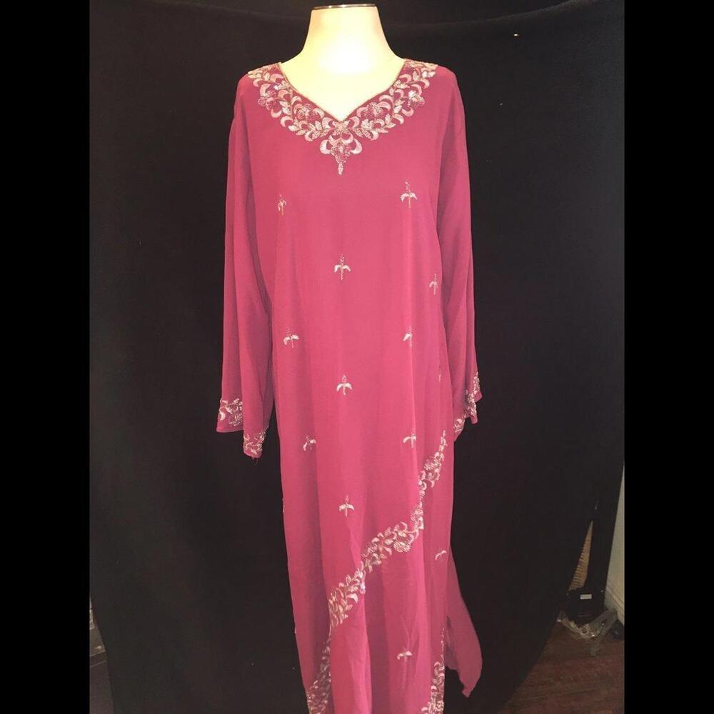 Women's Plus Size Dress Gown Purple Vintage with Slip Modest